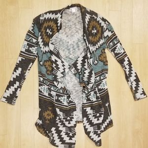Brown and green print cardigan